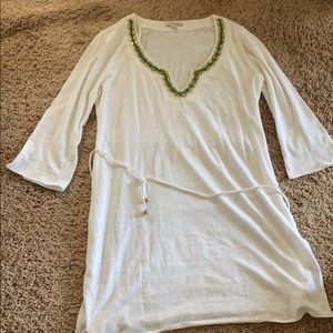 White cotton beach coverup.